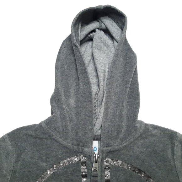 Circo Hoodie Girls Small 6 Gray Full Zip Up Fleece Peace Sign Pockets - Picture 8 of 14